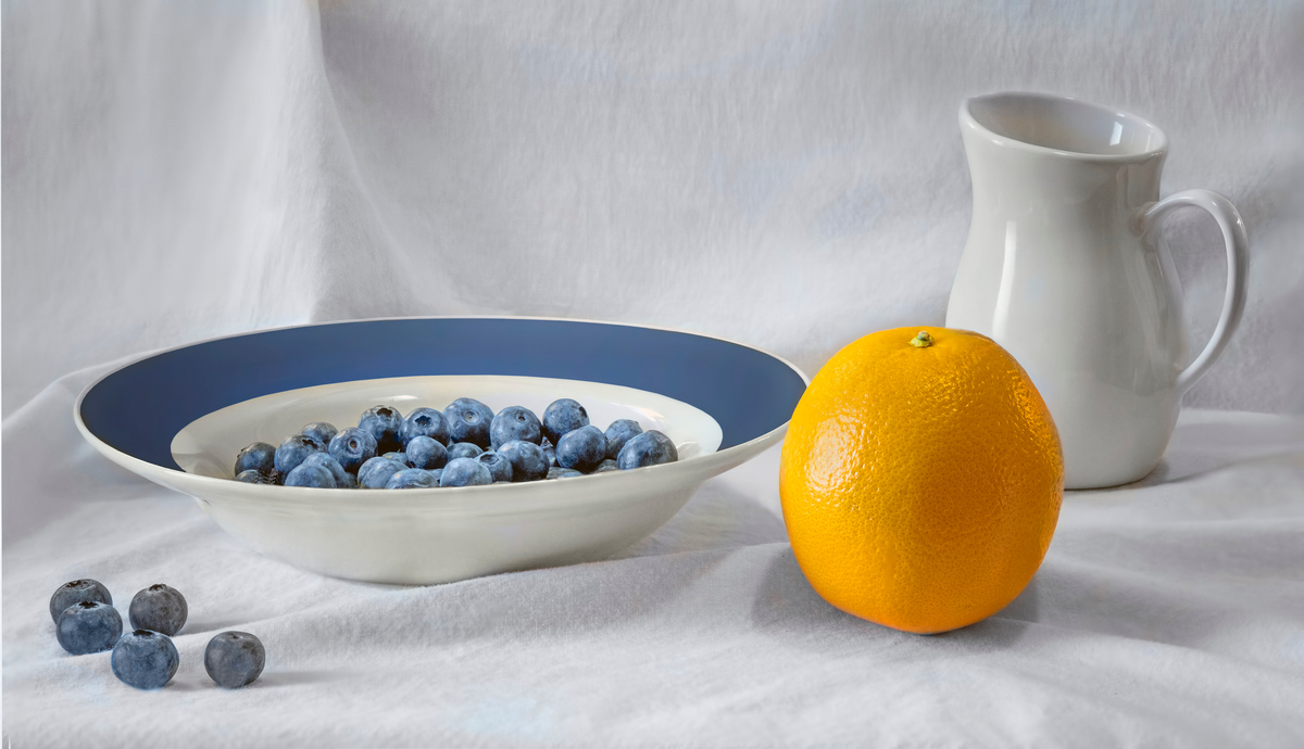 Blueberries and an Orange
