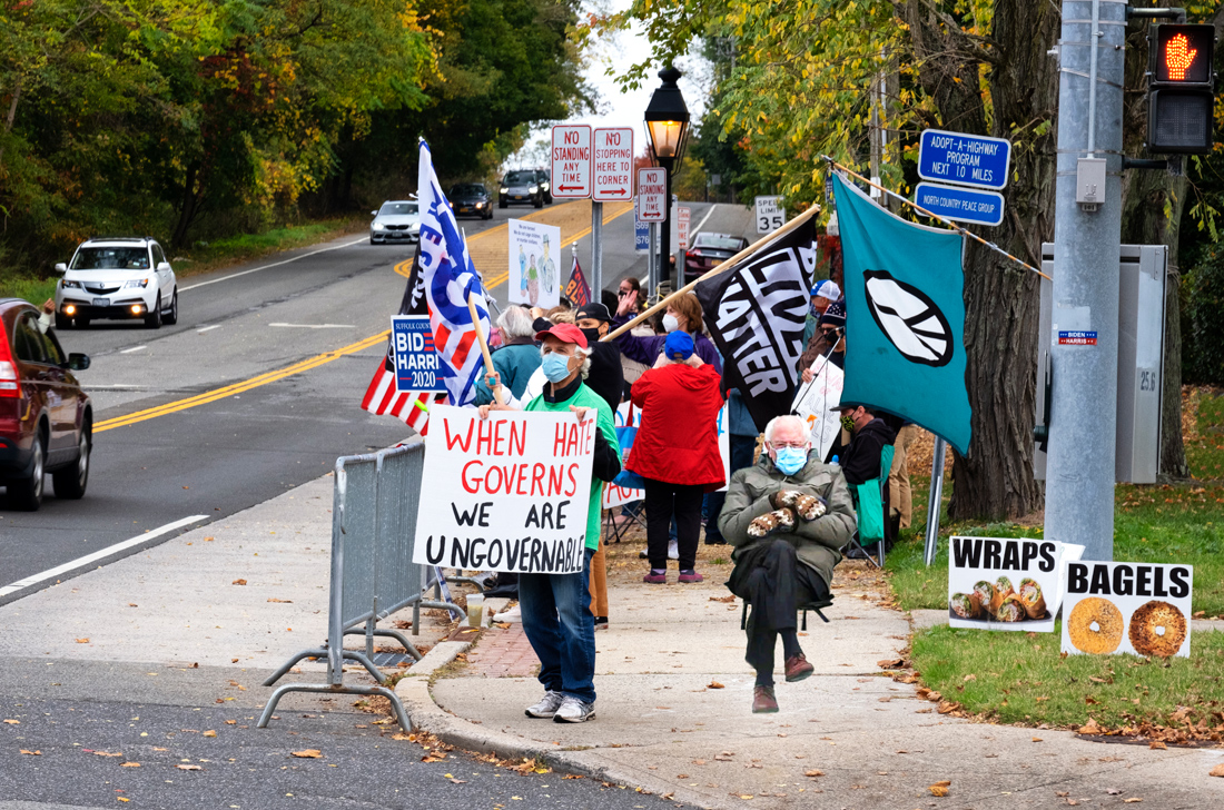 where's bernie? protesting!