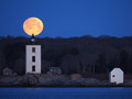 Moonset over Dutch Island Light