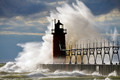 East Coast Of Lake Michigan Battered By Fall Gale