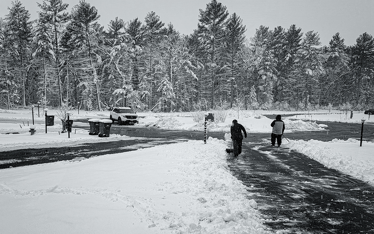 Convince the HOA to buy the crew a snowblower :-)