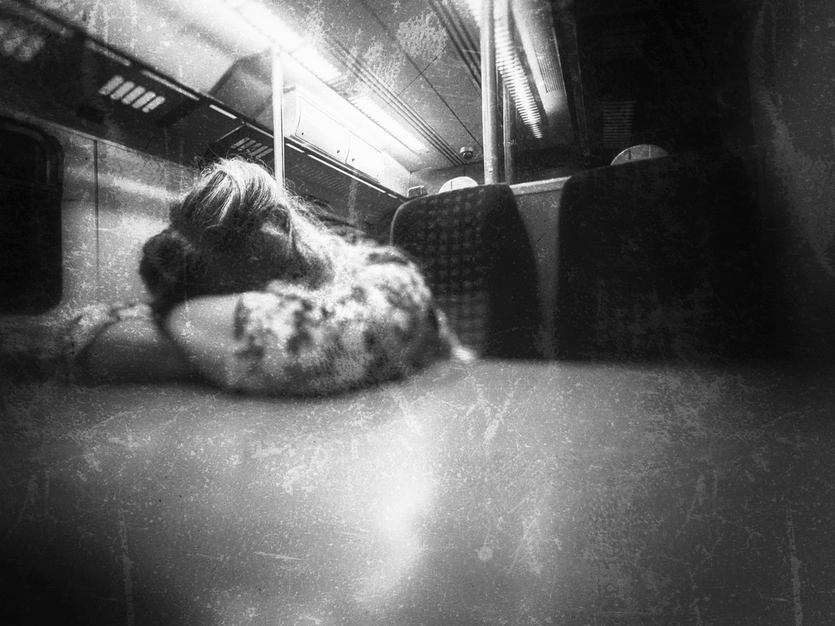 late portrait on a train