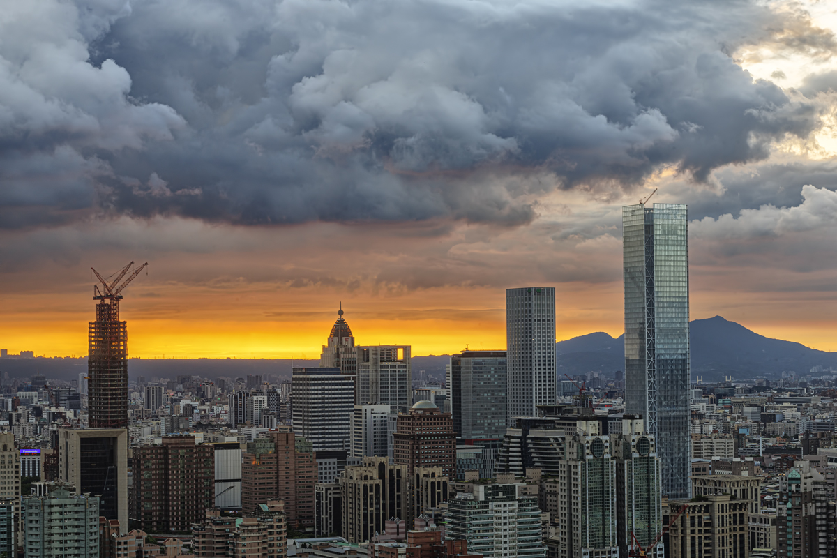 Sunset over the city