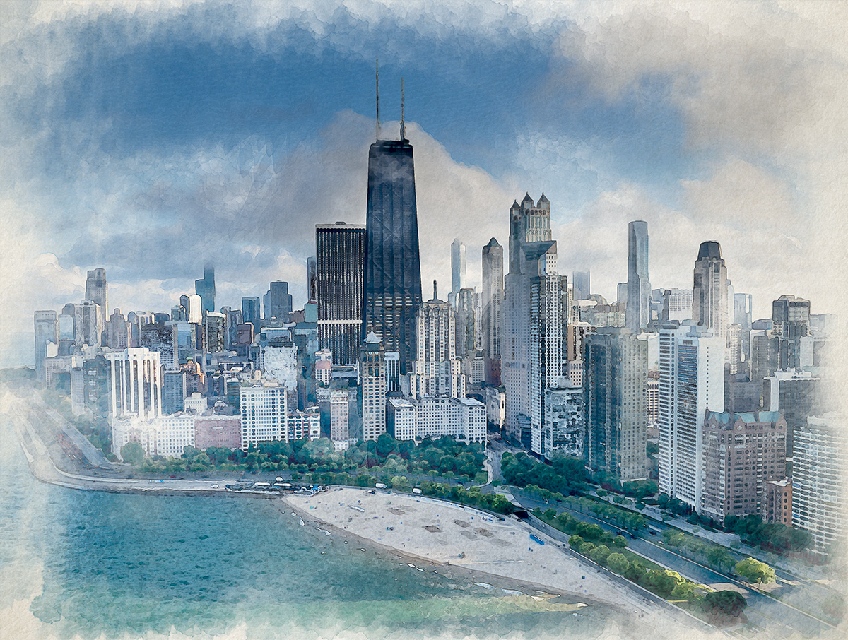 City by the water