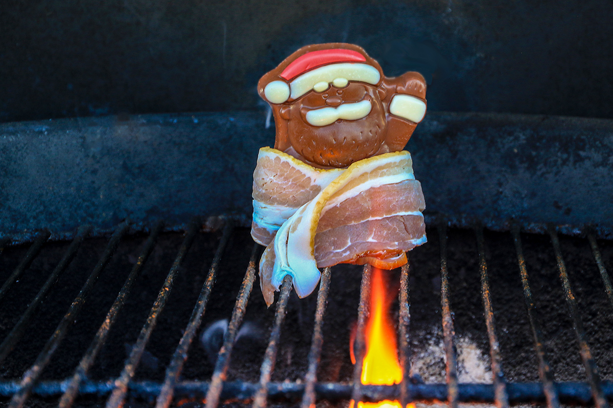 BBQ Bacon Wrapped Chocolate Santa