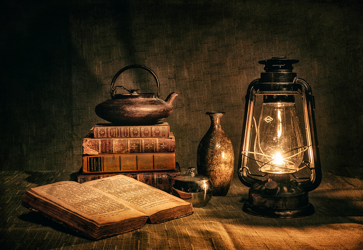 Still life with old lantern