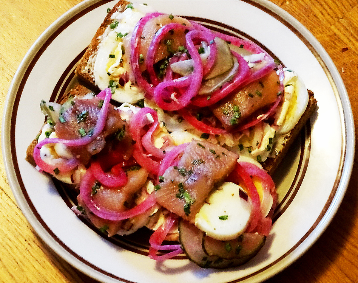 A Swedish delicacy Herring sandwich