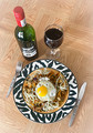 Bami Goreng with a nice glass of Red