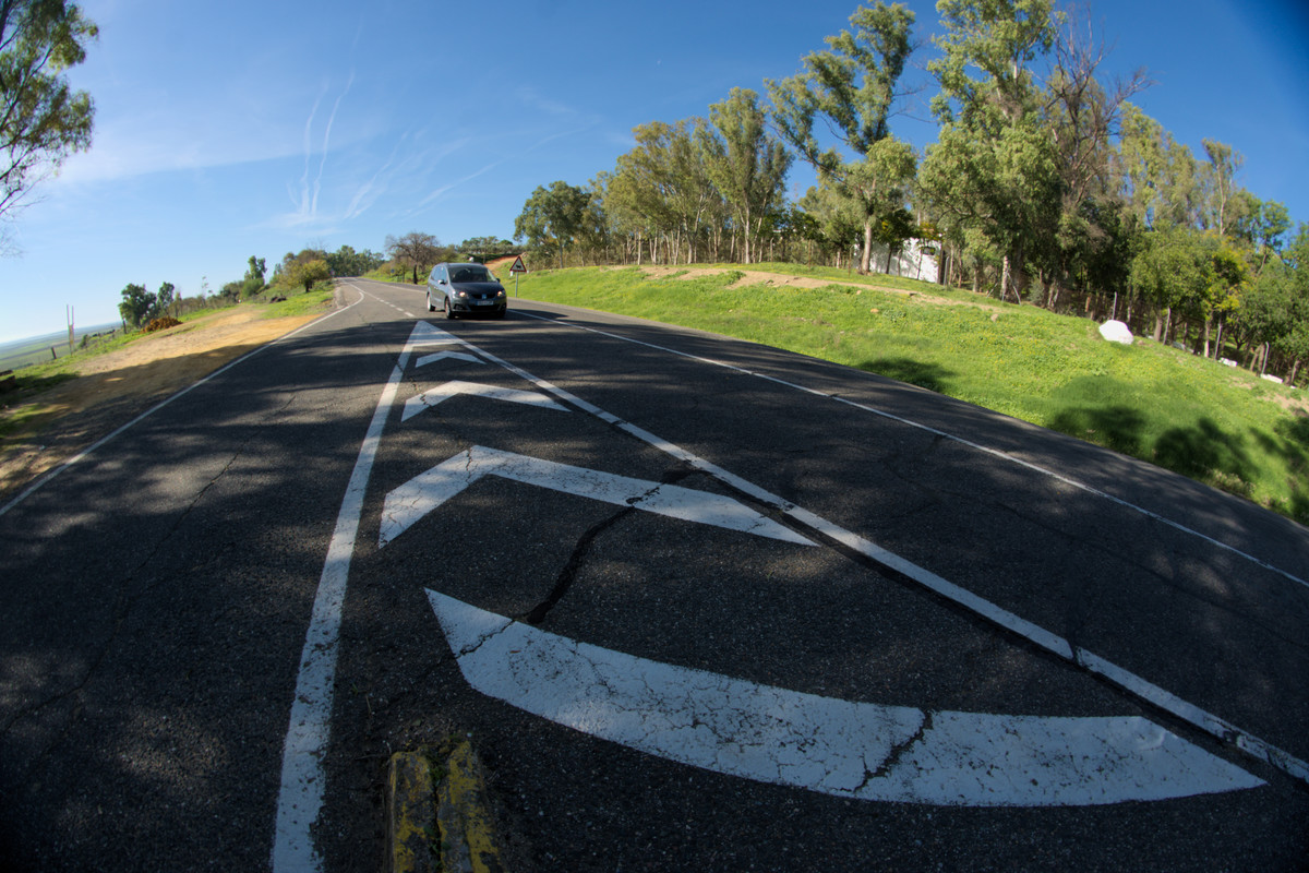 A coming car on a country road