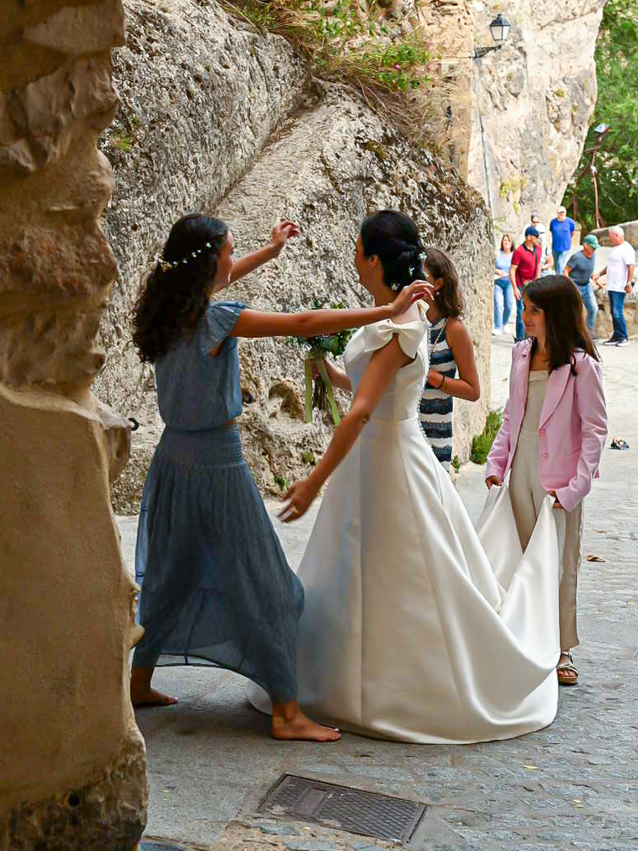 Embracing the bride