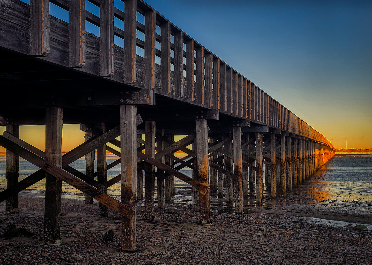 Bridge, Mudflats, Evening Light