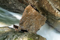 Fallen stone suspended in a gorge
