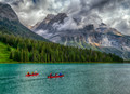 Red Canoes on Emerald Lake 