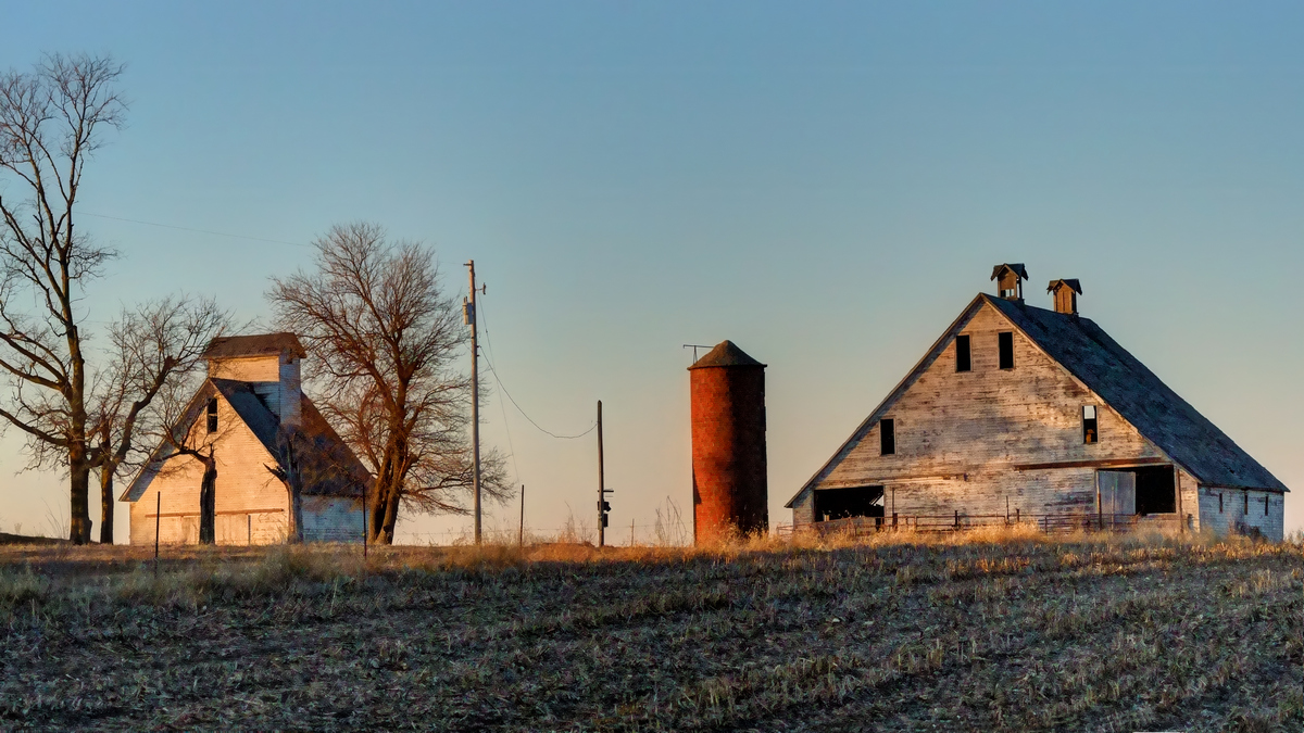 Old Barns and Silo, Late Afternoon