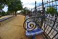 Detail of some benches in a public park from Carmona, Seville