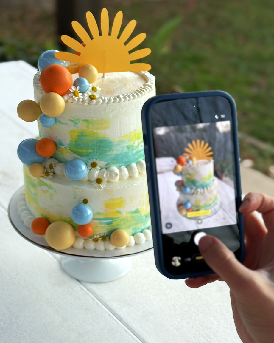 documenting the homemade cake