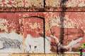Old, dirty derelict wall in an abandoned building