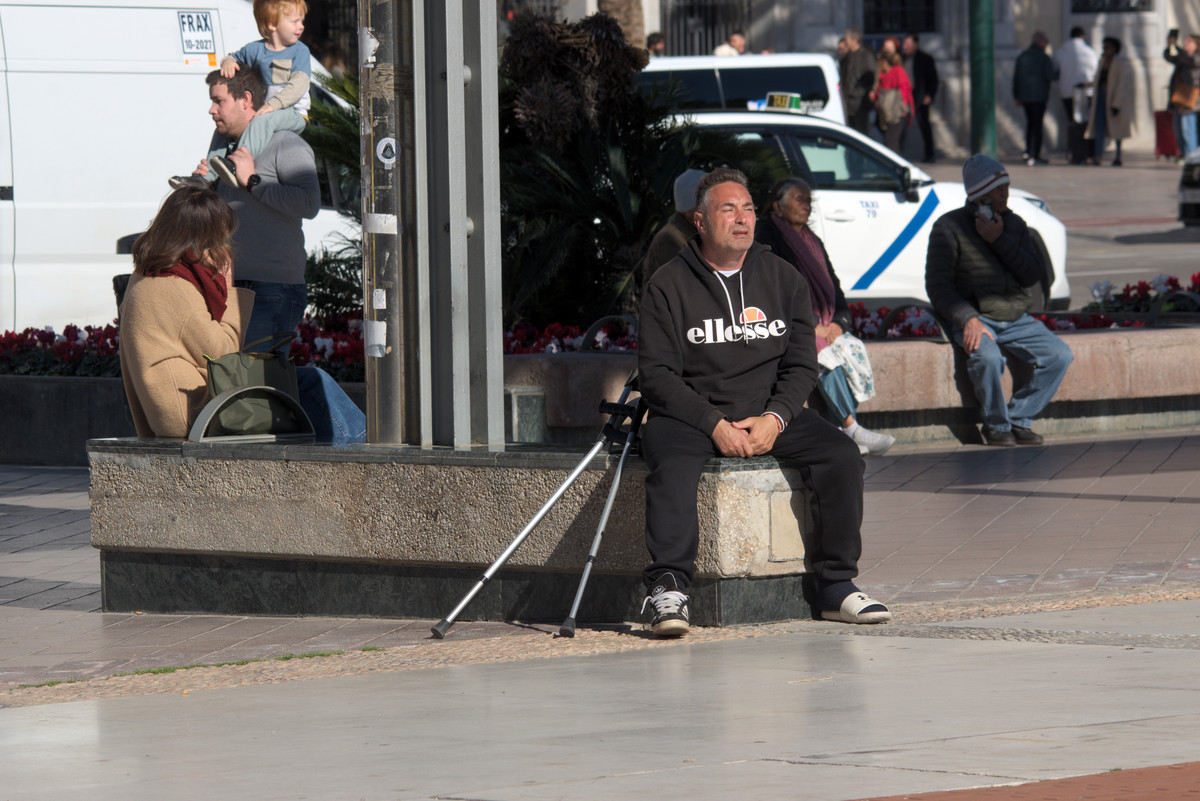 Handicapped man relaxing in the sun