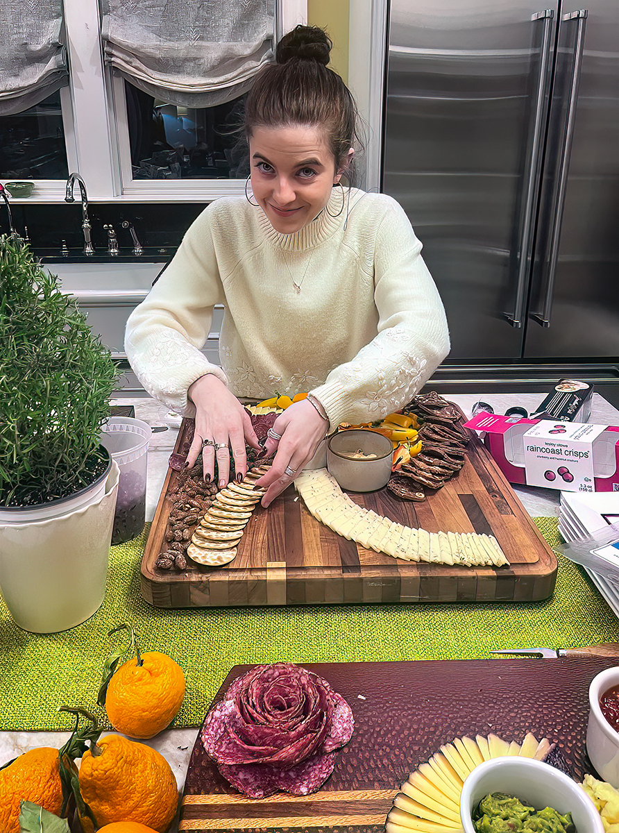 Ellie prepares the Christmas Eve charcuterie boards