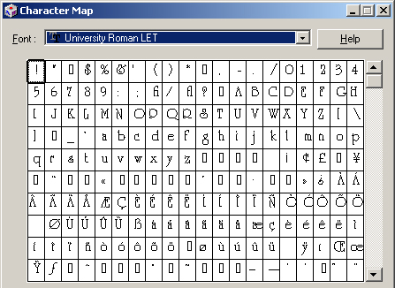 UniversityRomLET-CharMap-SS