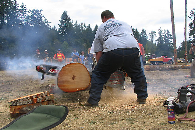 Cutting with a V-6 Chainsaw