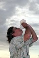 conch shell blowing