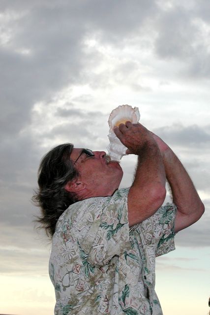 conch shell blowing