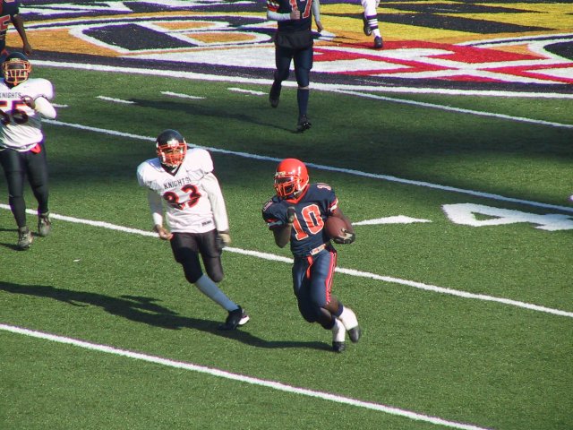 on his way to the end zone