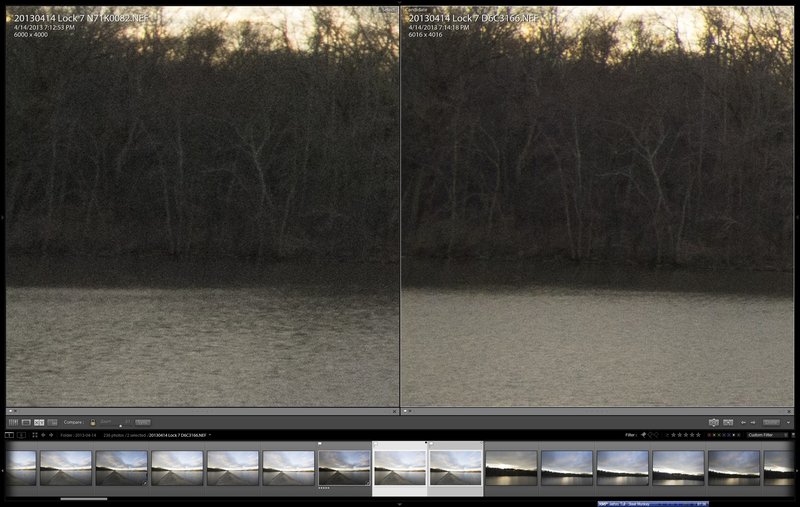 D7100 (left) vs D600 (right) Full view.  2x View.