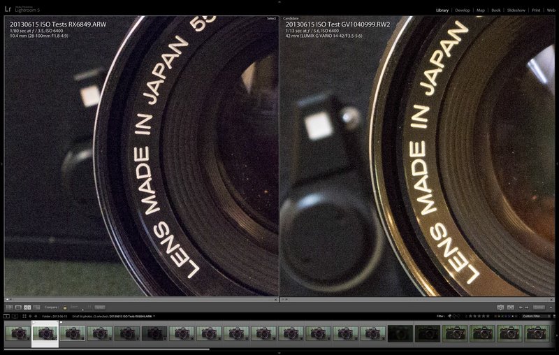 RX100 versus Lumix G5 at 6400