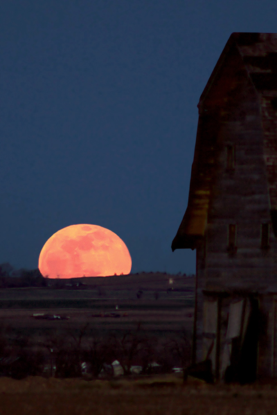 Moonrise and Barn