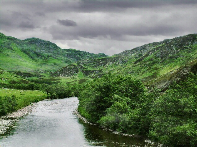 Grey cloudy skies