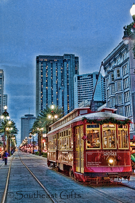 Canal streetcar at night