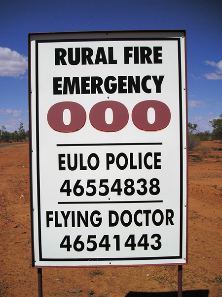 Outback Town Emergency Sign