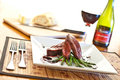 Flat Iron Steak with Asparagus and Balsamic Reduction