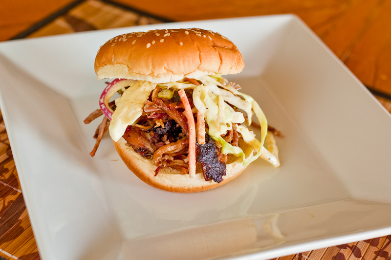 Pulled Pork BBQ with Slaw and Sweet and Spicy BBQ Sauce