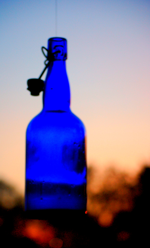 Blue Bottle at Sunset