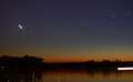 Star and Venus trails over the lake