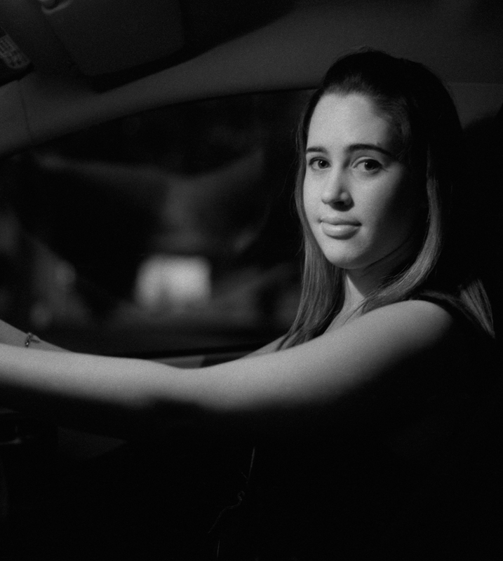 Sarah in car