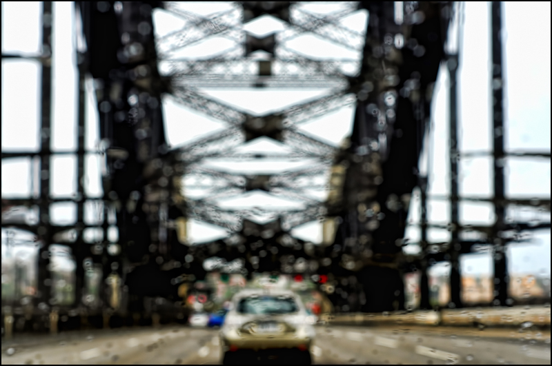 Sydney Harbour Bridge in rain