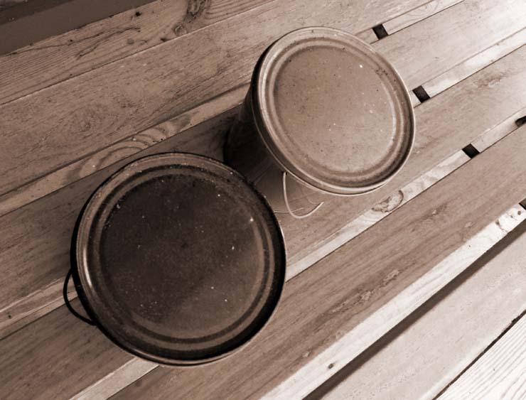 Old Buckets on a Bench