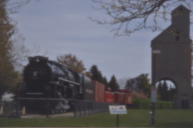 Pinhole lens, Pere Marquette number 1223 steam locomotive