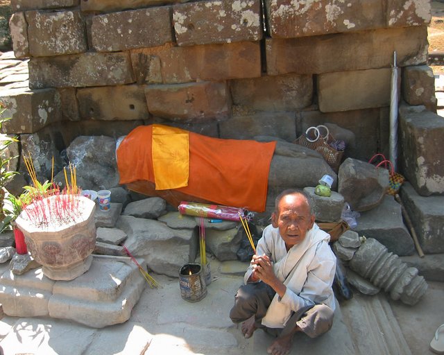 Cambodia Man Offering Prayers
