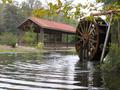 Pond, wheel and bridge