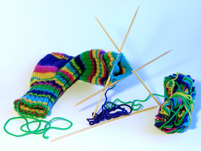 Needles + Yarn = Sock
