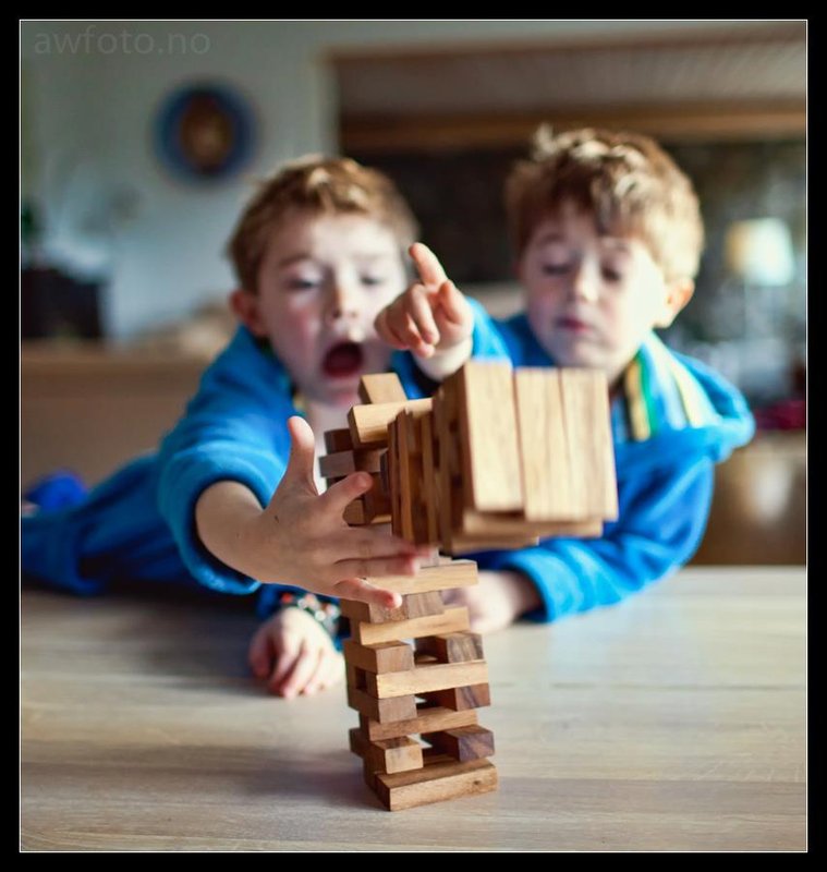 My two boys playing Jenga