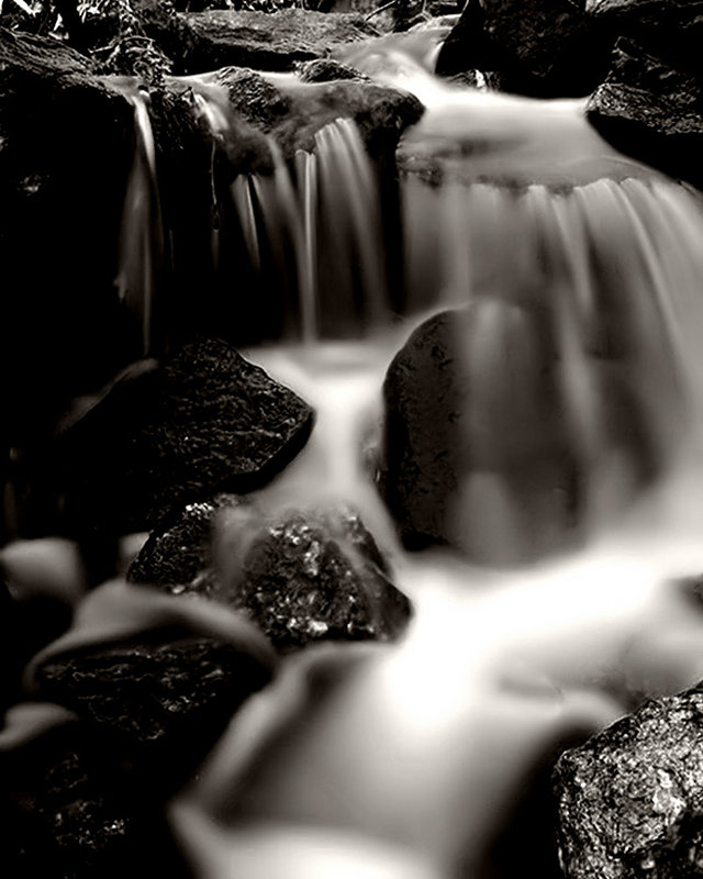 Flowing River Black and White