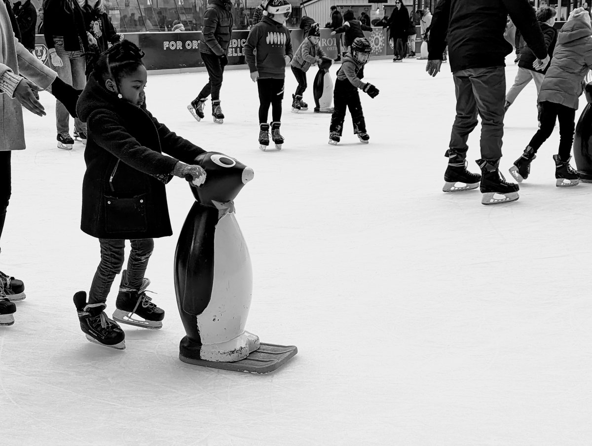 Ice skating with a penguin 