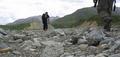 walking through a glacial valley