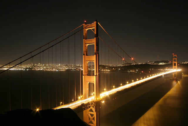 San Francisco through the Golden Gate at Night